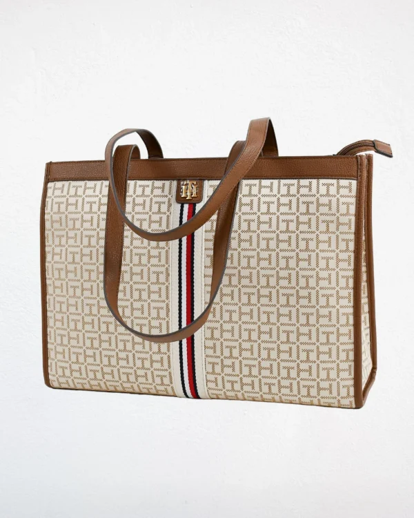 Bolsa Tommy Hilfiger Beige/Café Oscuro