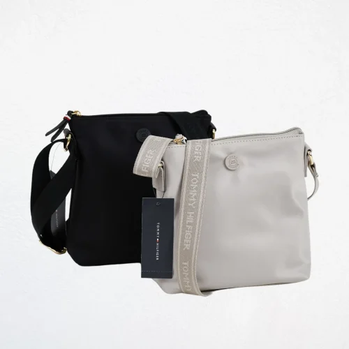 Bolsa Tommy Hilfiger Chica Lona Negro/Beige